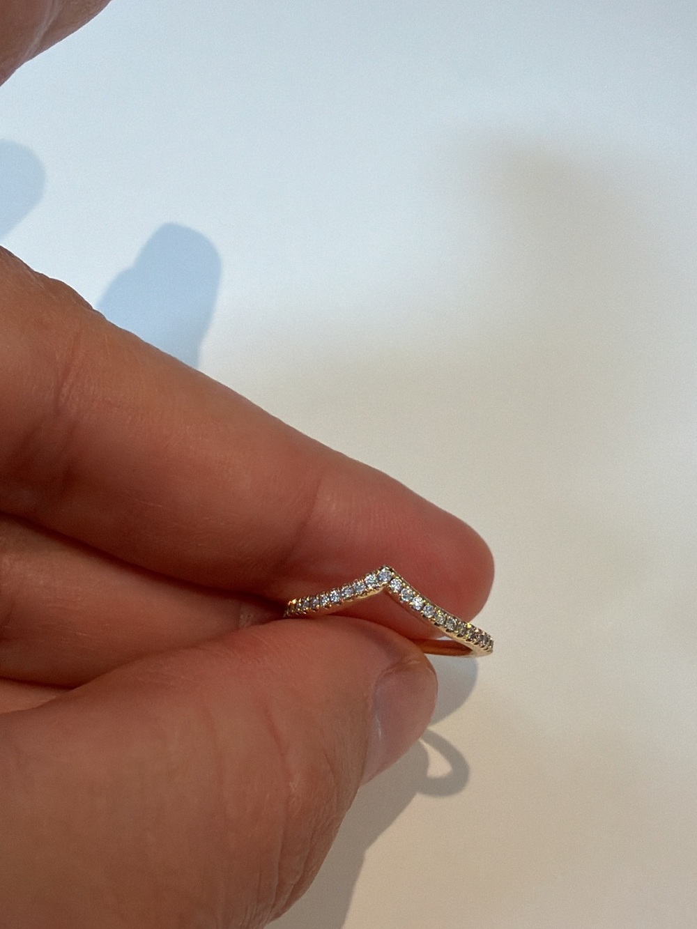 Gold Chevron Diamond-Accent Womens Ring